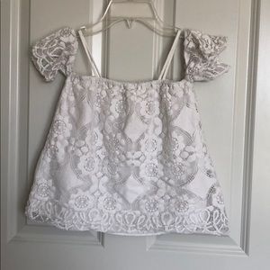 White Lace Off Shoulder Shirt
